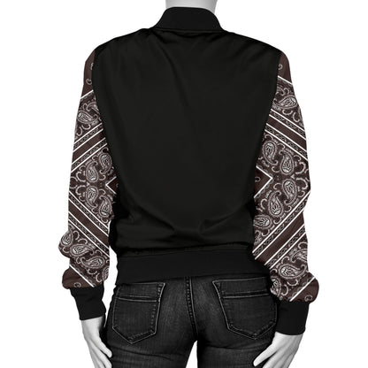 Women's Coffee Brown Bandana Sleeved Bomber Jacket