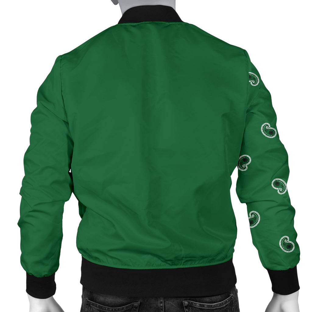 Asymmetrical Classic Green Bandana Men's Bomber Jacket