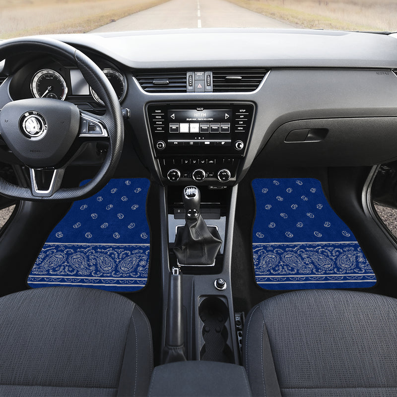blue and gray bandana auto floor mats