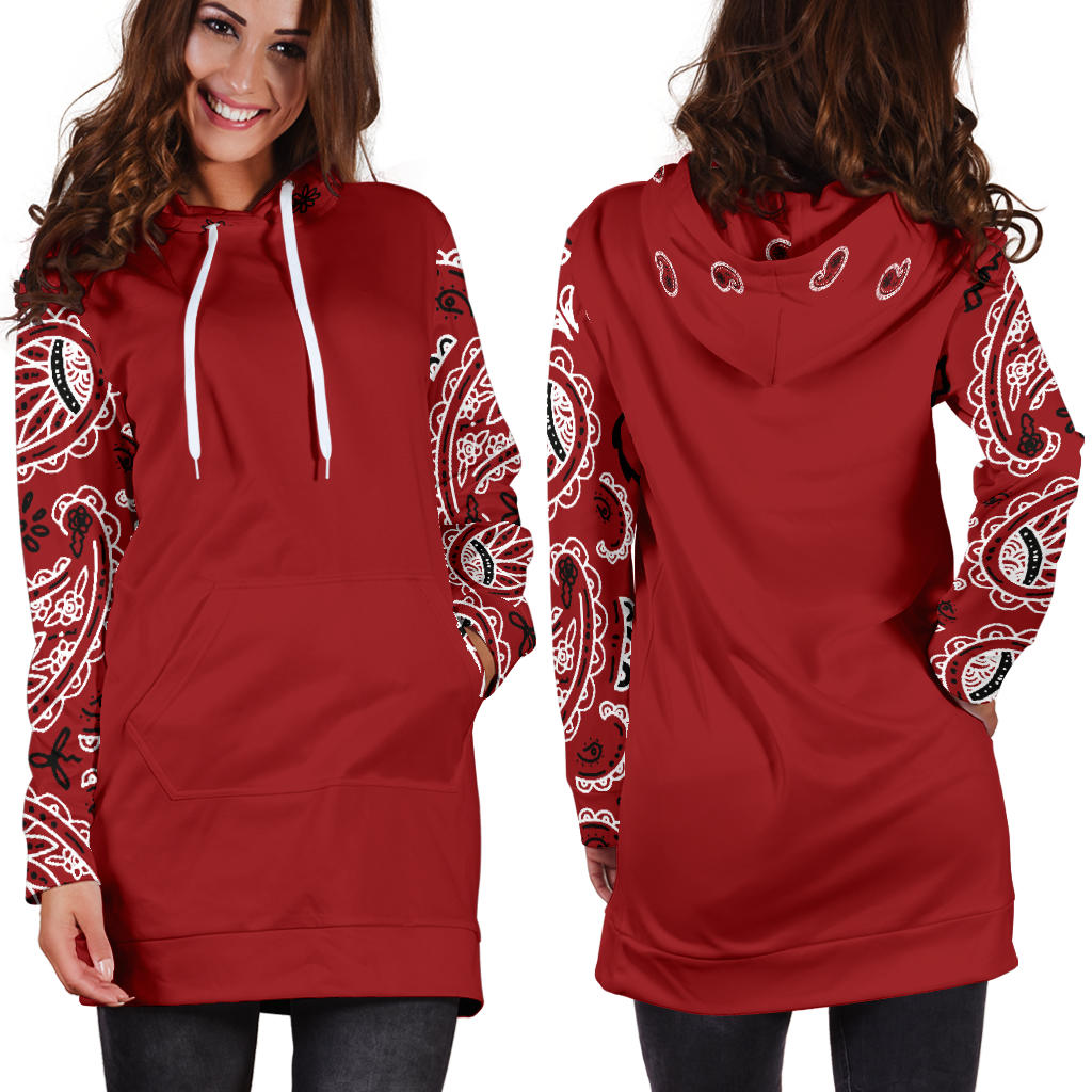 Red Bandana Hoodie Dresses