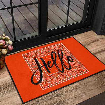 Perfect Orange Bandana Door Mats