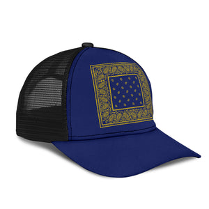 Blue and Gold Bandana Simple Mesh Back Cap
