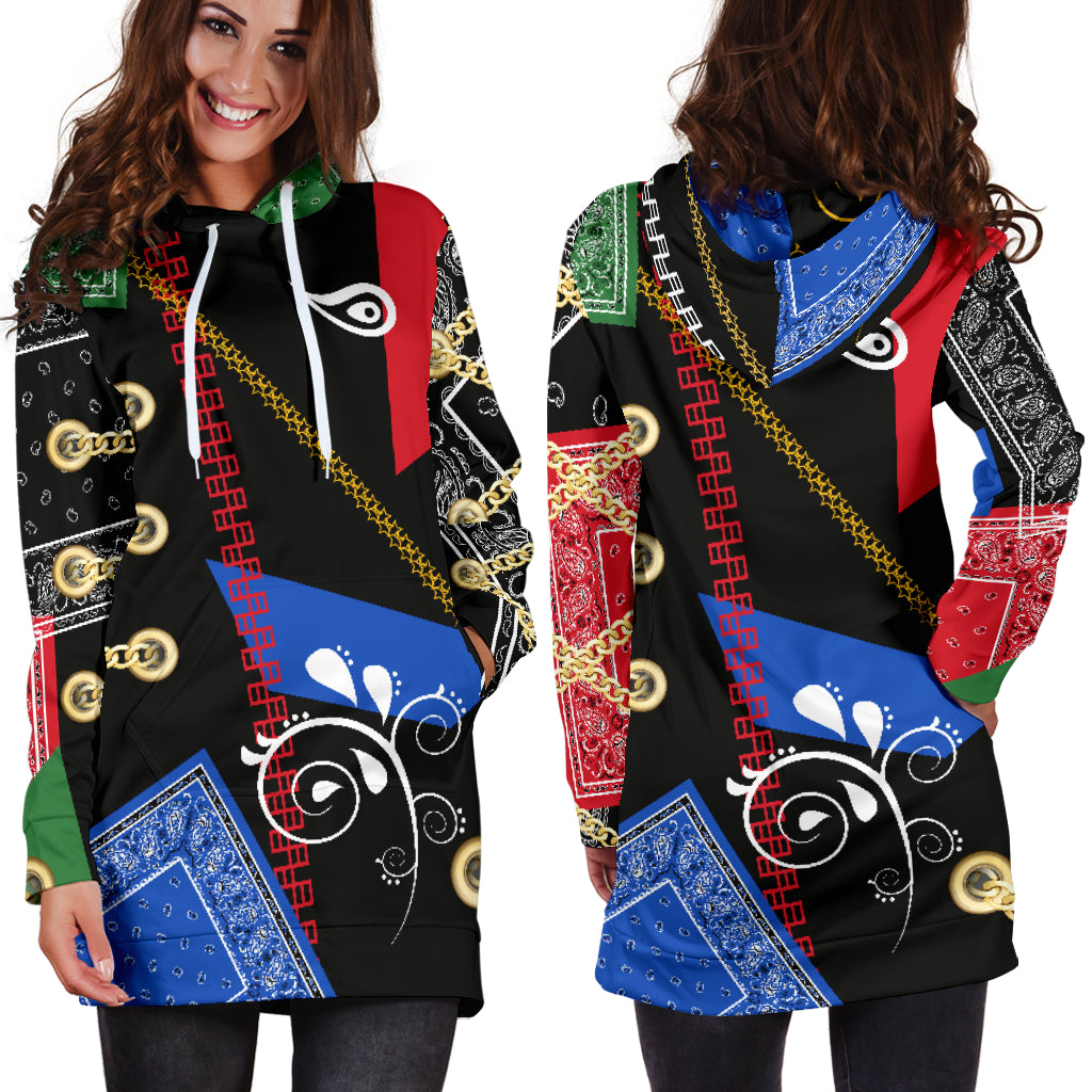 Abstract Harmony Bandana Hoodie Dress