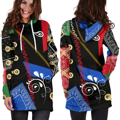 Abstract Harmony Bandana Hoodie Dress