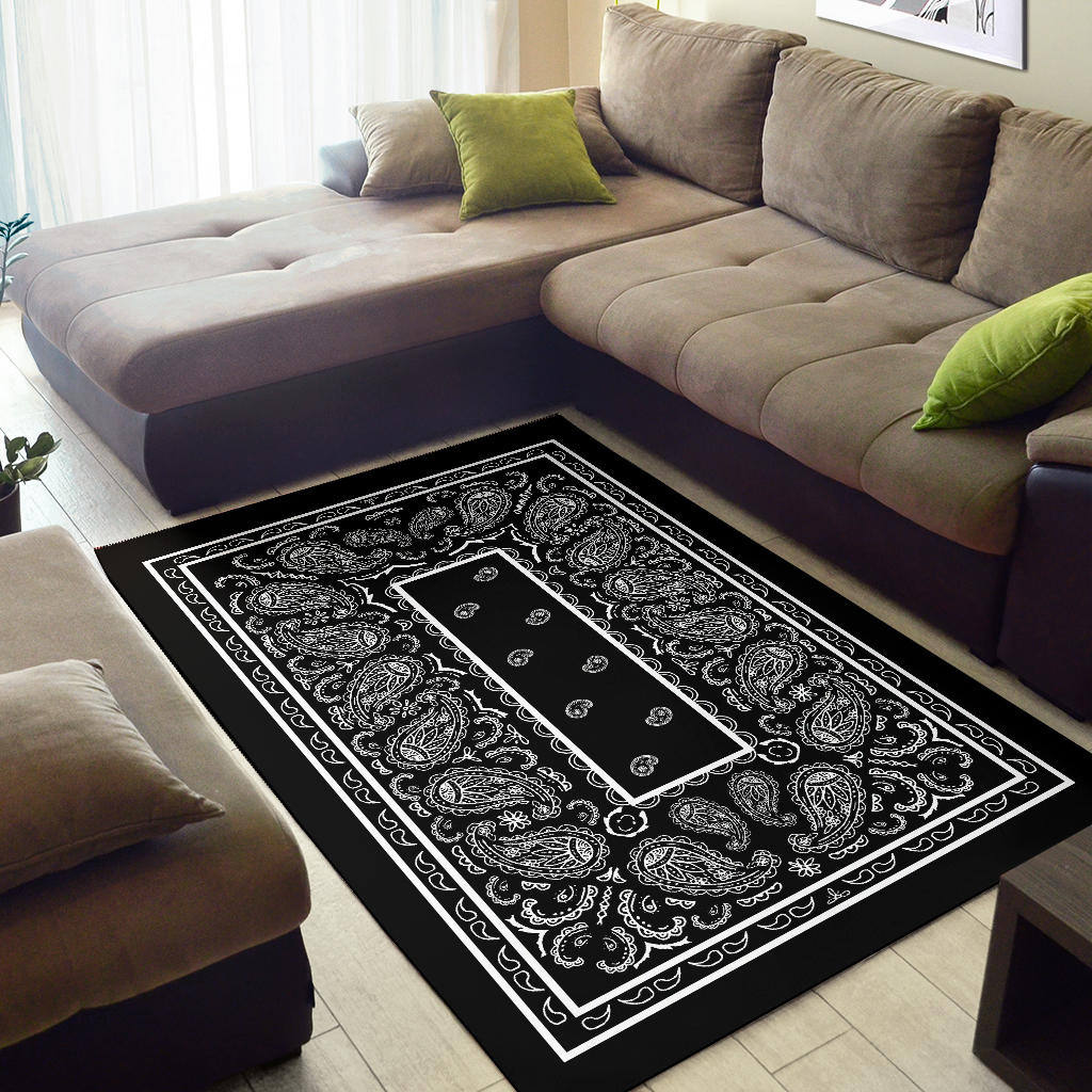 Black Bandana Area Rugs | The Bandana Blanket Company
