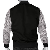 Men's Classic Gray Bandana Sleeved Bomber Jacket