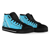 No Box Light Blue Bandana High Top Sneakers