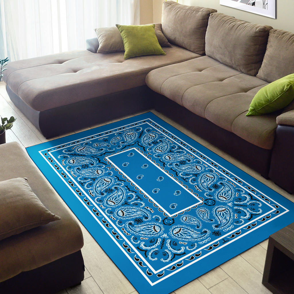 Sky Blue Bandana Area Rugs - Fitted