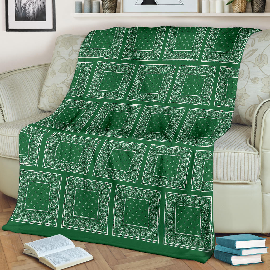 Ultra Plush Classic Green Bandana Patch Throw Blanket