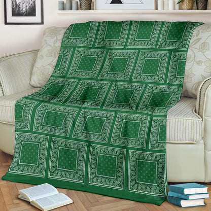 Ultra Plush Classic Green Bandana Patch Throw Blanket