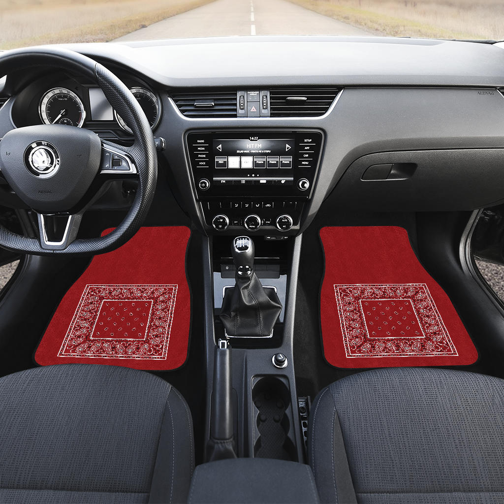red bandana muscle car auto mats