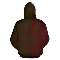 Asymmetrical Brown and Maroon Bandana Pull Over Hoodie