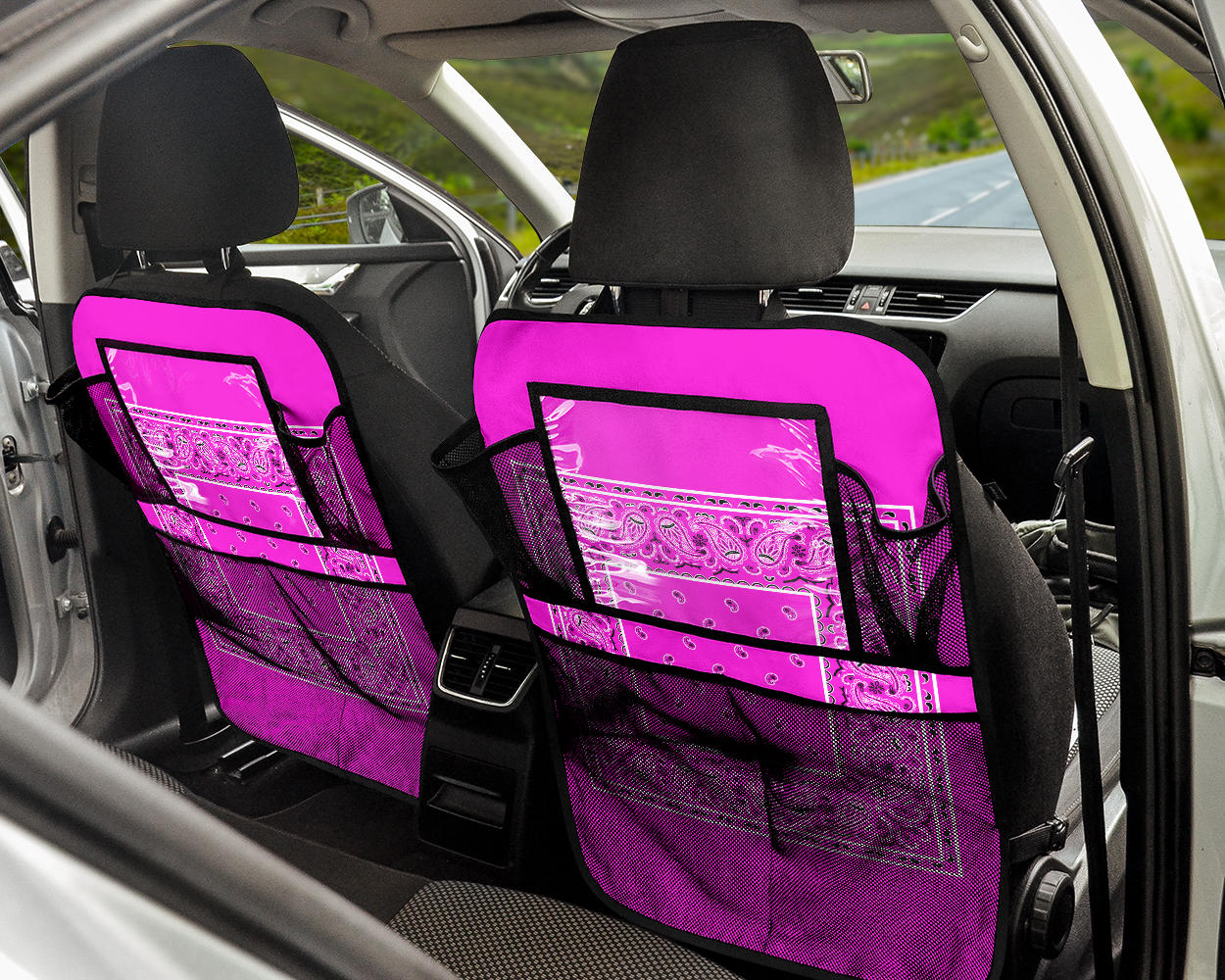 Abruptly Pink Bandana Back Seat Organizers