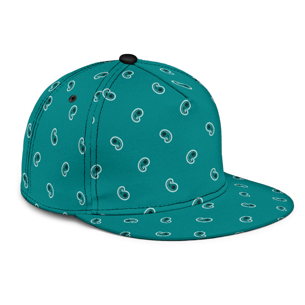Teal Paisley Snapback Hat