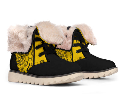 Gold and Black Bandana Women's Winter Boots