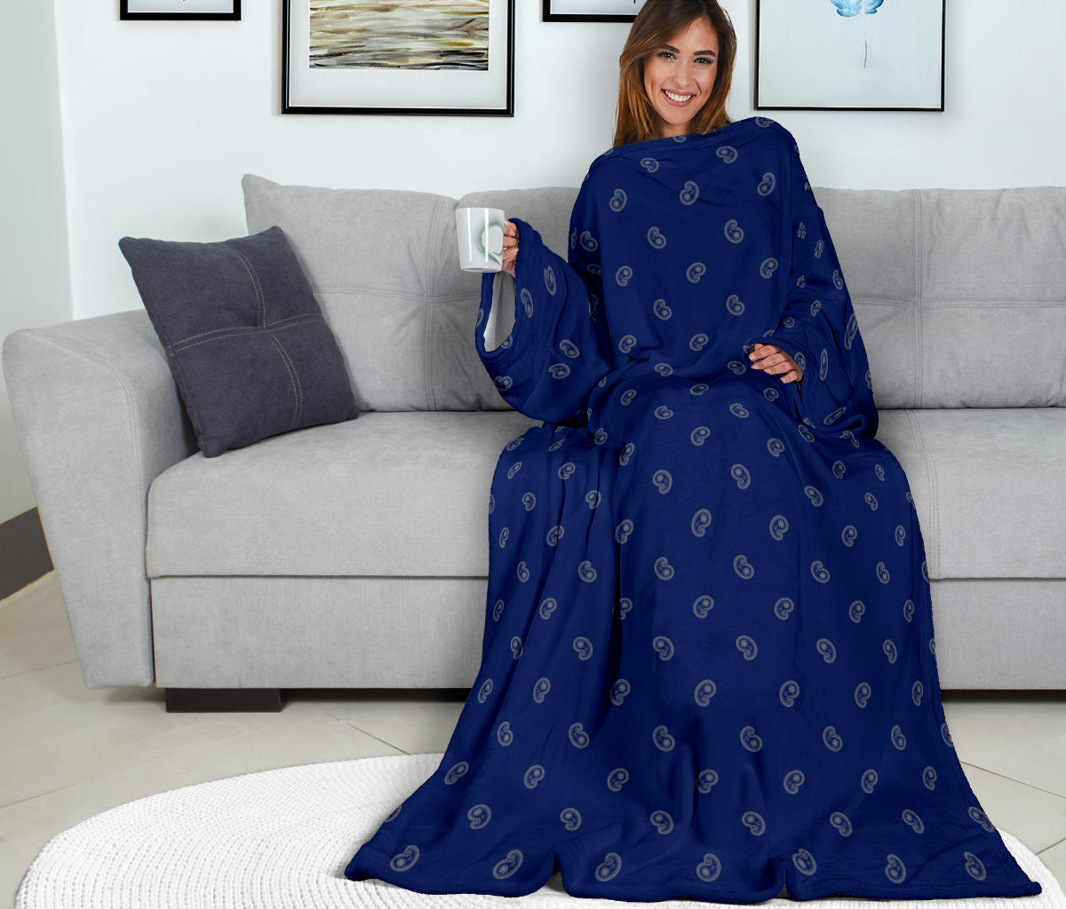 Blue and Gray Bandana Monk Blankets