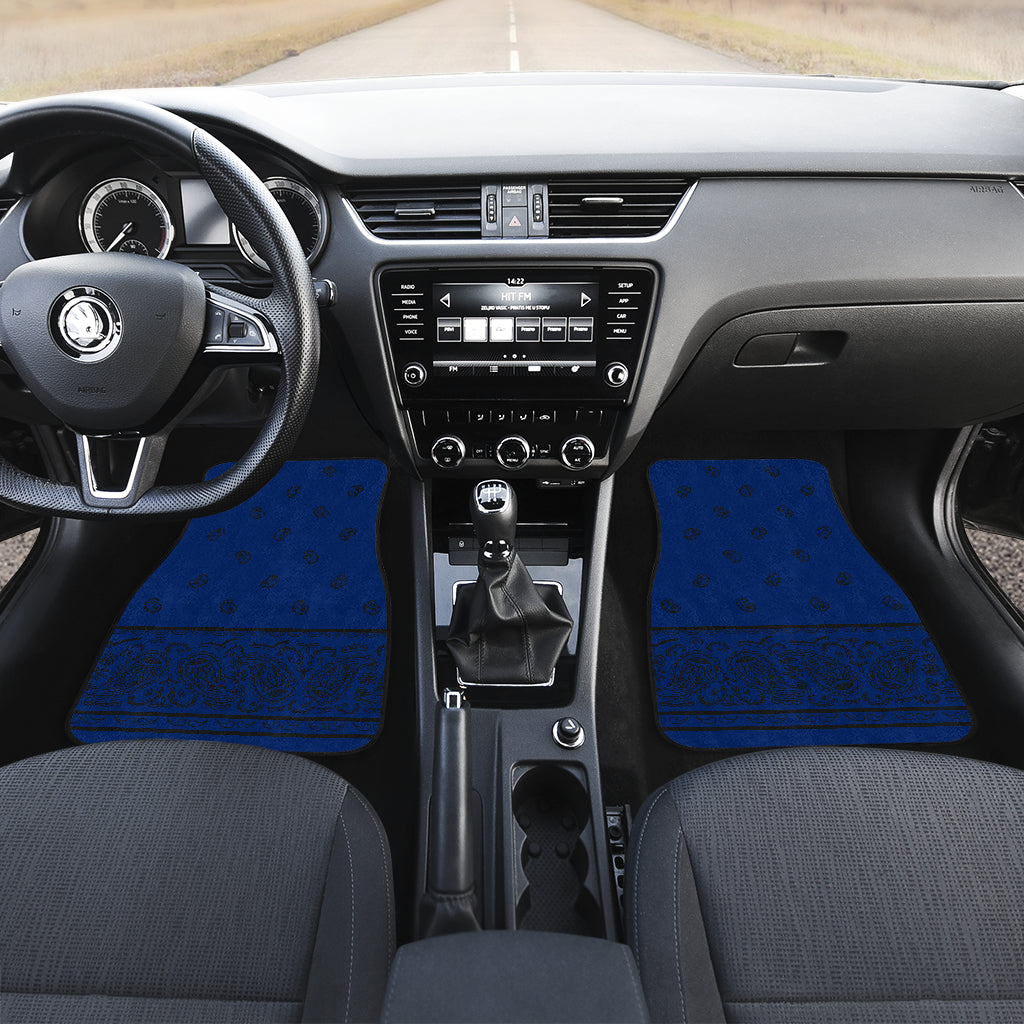 Dual Blue and Black Bandana Car Mats - Fancy