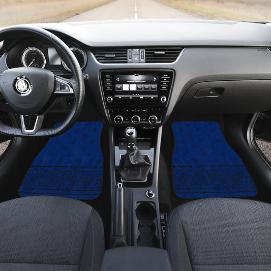 Dual Blue and Black Bandana Car Mats - Fancy