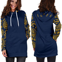 Navy and Gold Bandana Hoodie Dress