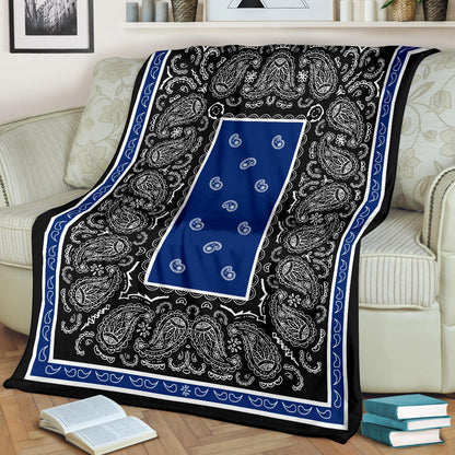 Blue and Black Bandana Throw Blankets