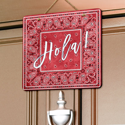 Red Denim Bandana Door Signs