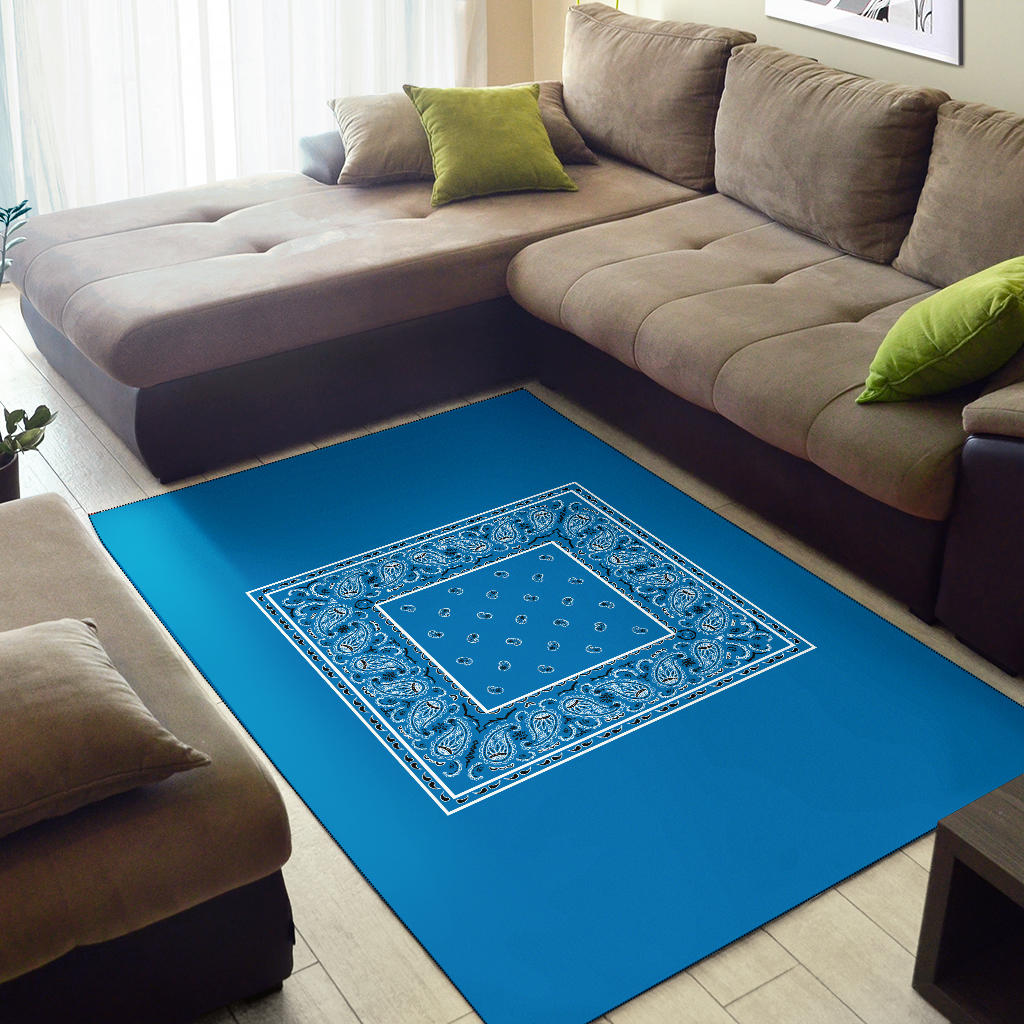 Sky Blue Bandana Area Rugs - Minimal