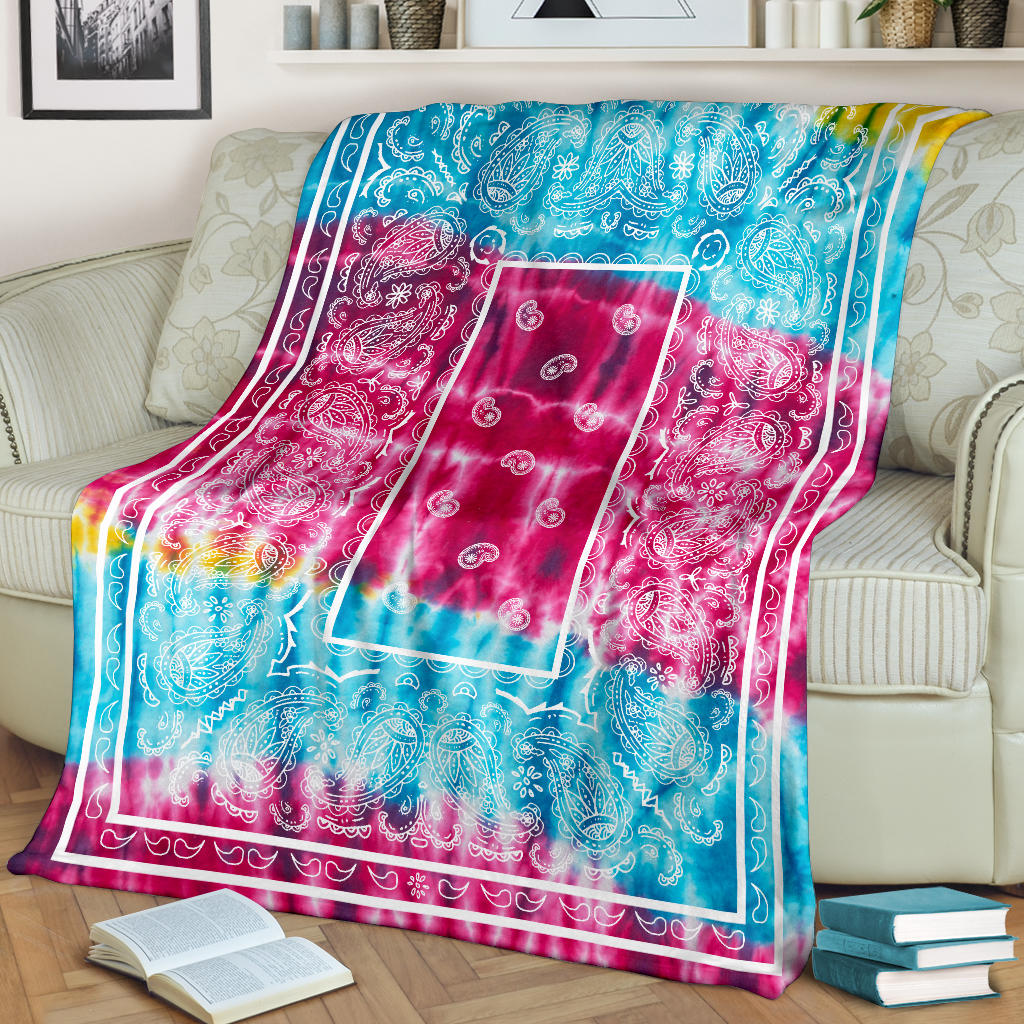 Striped Hippie Tie Dye Bandana Fleece Throw
