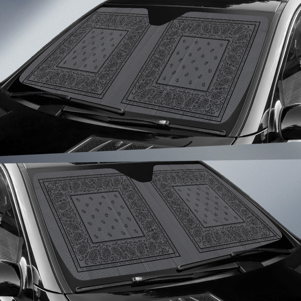 Gray and Black Bandana Car Window Shade