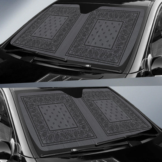 Gray and Black Bandana Car Window Shade