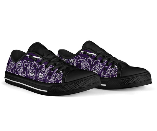 Canvas Low Top Sneakers - Bandana Style Royal Purple