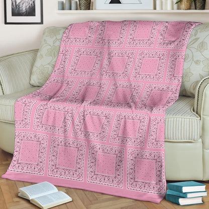Ultra Plush Light Pink Bandana Patch Throw Blanket