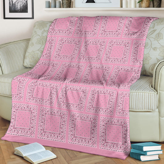 Ultra Plush Light Pink Bandana Patch Throw Blanket