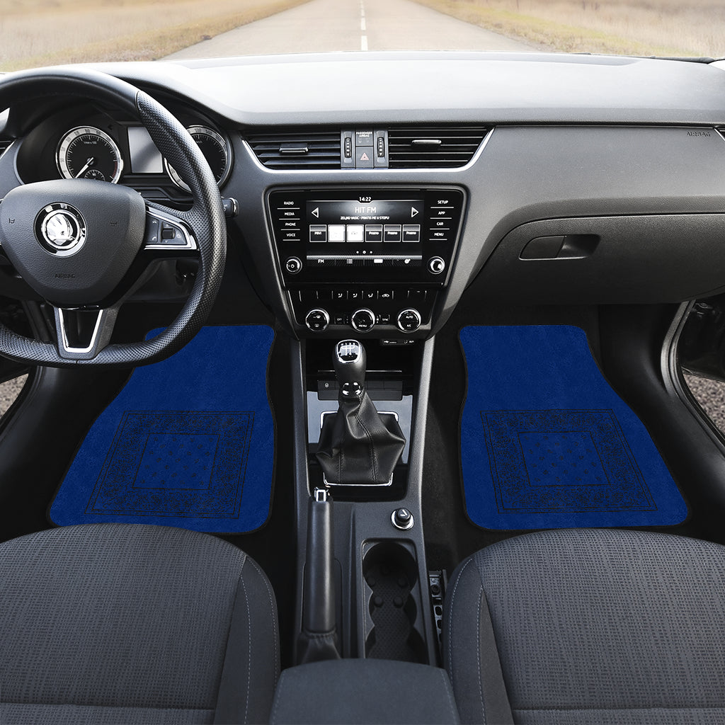 Dual Blue and Black Bandana Car Mats - Minimal