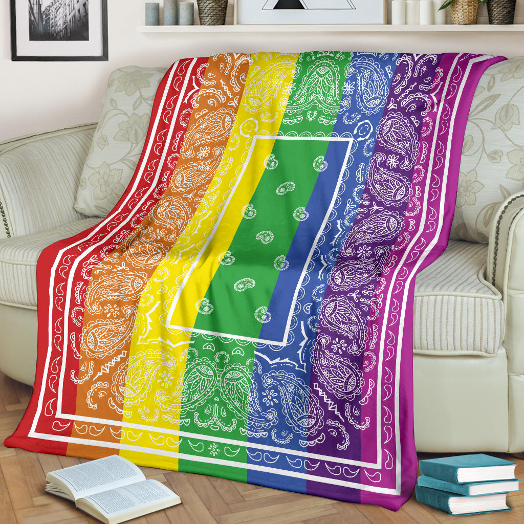 Ultra Plush Rainbow with White Bandana Fleece Throw
