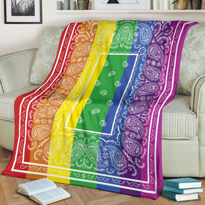 Ultra Plush Rainbow with White Bandana Fleece Throw
