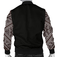 Men's Coffee Brown Bandana Sleeved Bomber Jacket