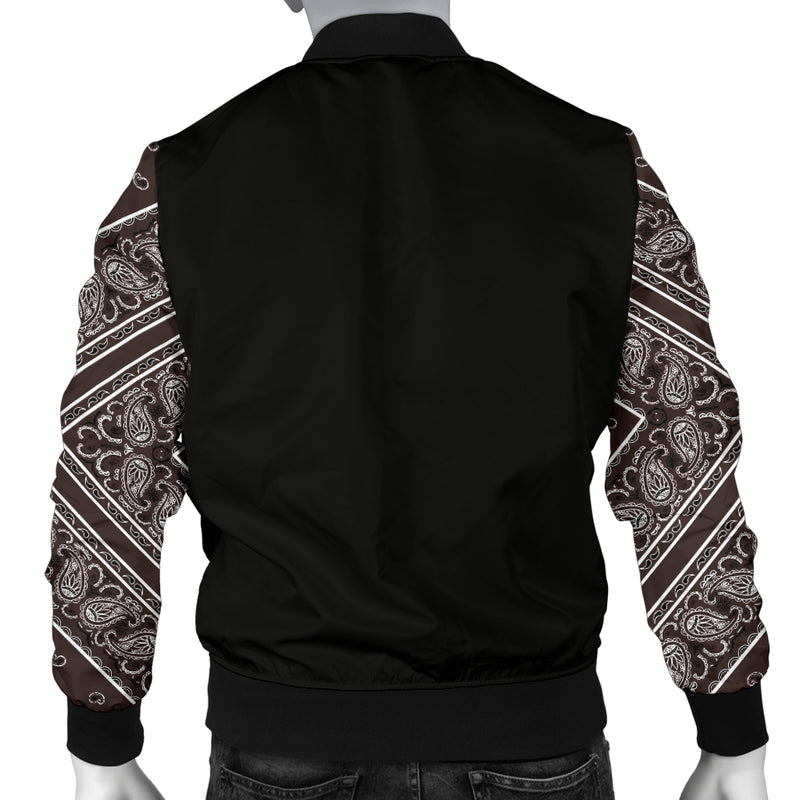 Men's Coffee Brown Bandana Sleeved Bomber Jacket