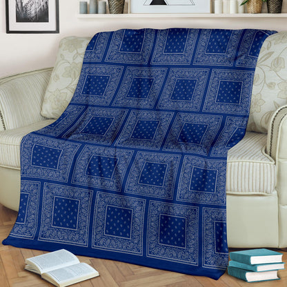 Ultra Plush Blue Gray Bandana Patch Throw Blanket
