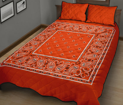 Quilt Set - Perfect Orange Bandana Bed Quilt w/Shams