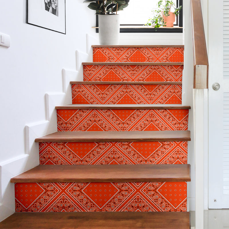 Perfect Orange Bandana Stair Stickers 6 Steps