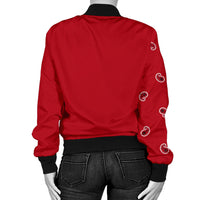 Asymmetrical Classic Red Bandana Women's Bomber Jacket