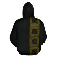 black and gold bandana pullover hoodie back view 