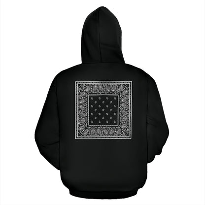 black bandana pullover hoodies back view
