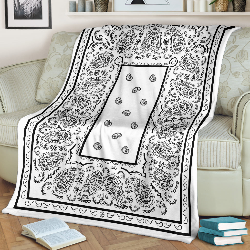White Bandana Throw Blanket