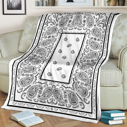 White Bandana Throw Blanket