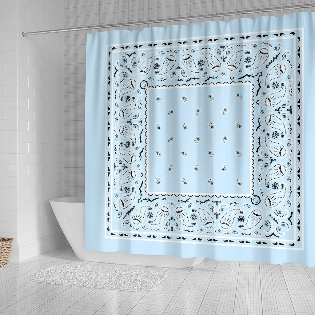 Light Blue Bandana Shower Curtains