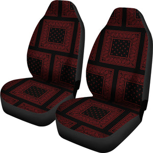 Black and Red Bandana Car Seat Covers - Patch