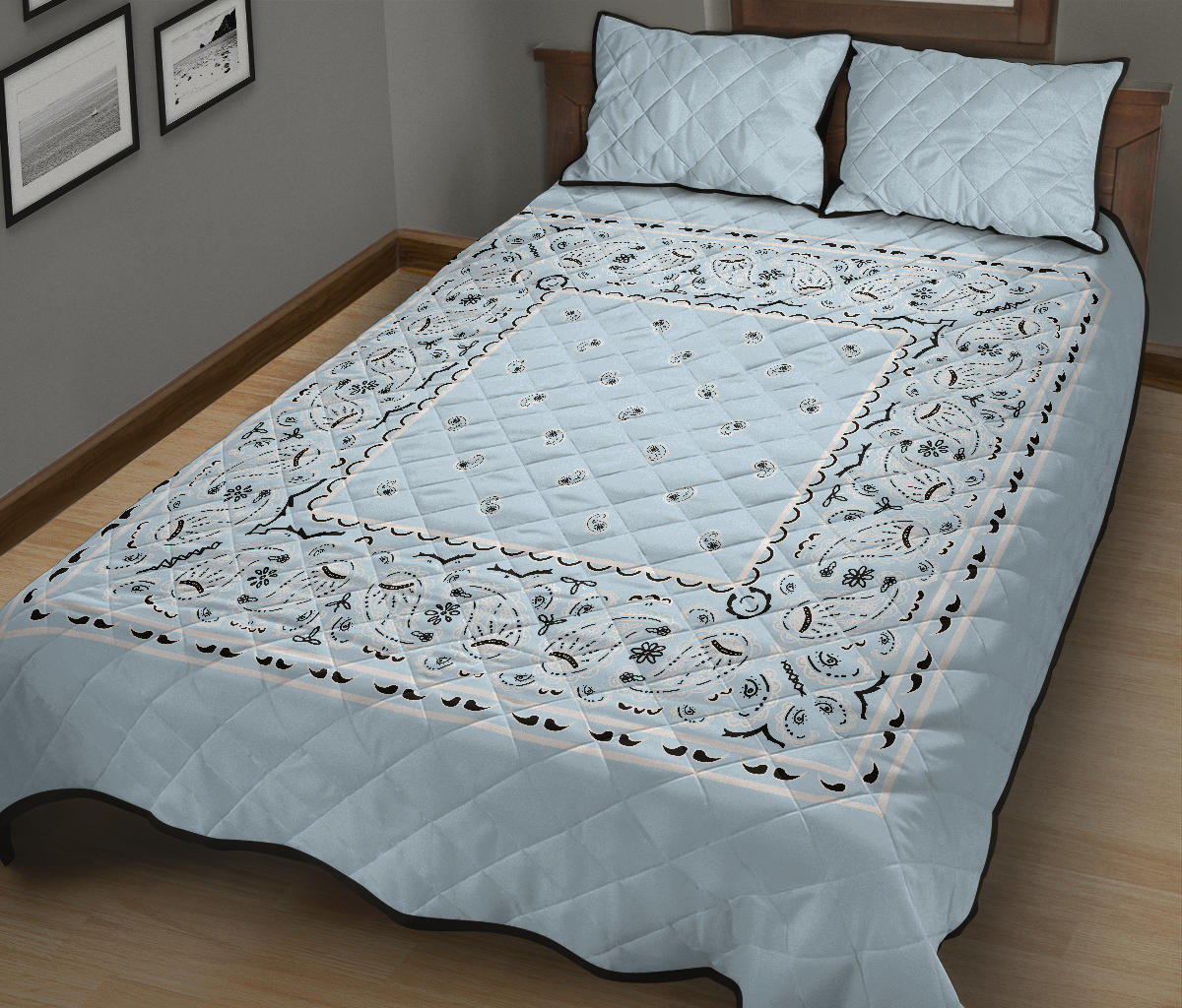 Quilt Set - Lt Blue Bandana Quilt w/Shams