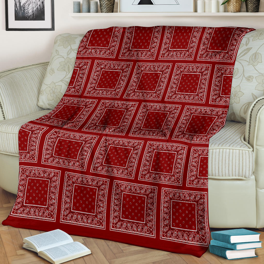 Ultra Plush Maroon Bandana Patch Throw Blanket