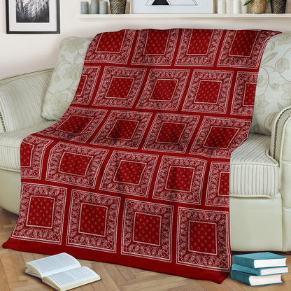 Ultra Plush Maroon Bandana Patch Throw Blanket